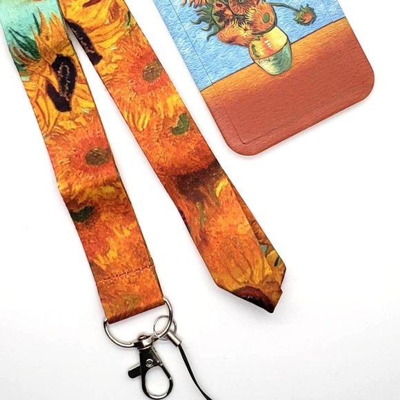 Sunflowers Van Gogh Lanyard Yellow Orange - Picture 3 of 4